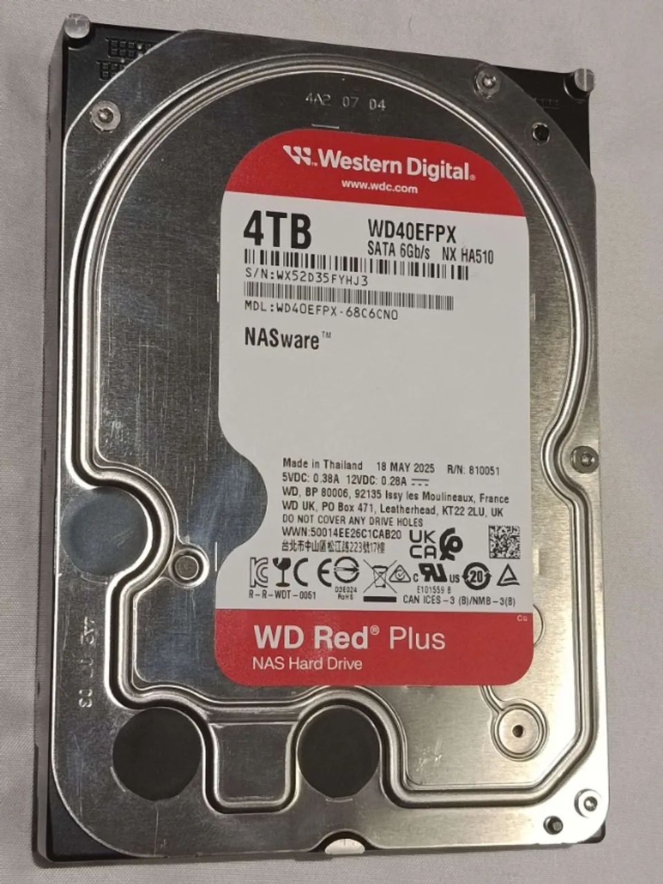 HD SEMINOVO WD Red Plus 4TB 256MB NASware 3.0 CMR WD40EFPX