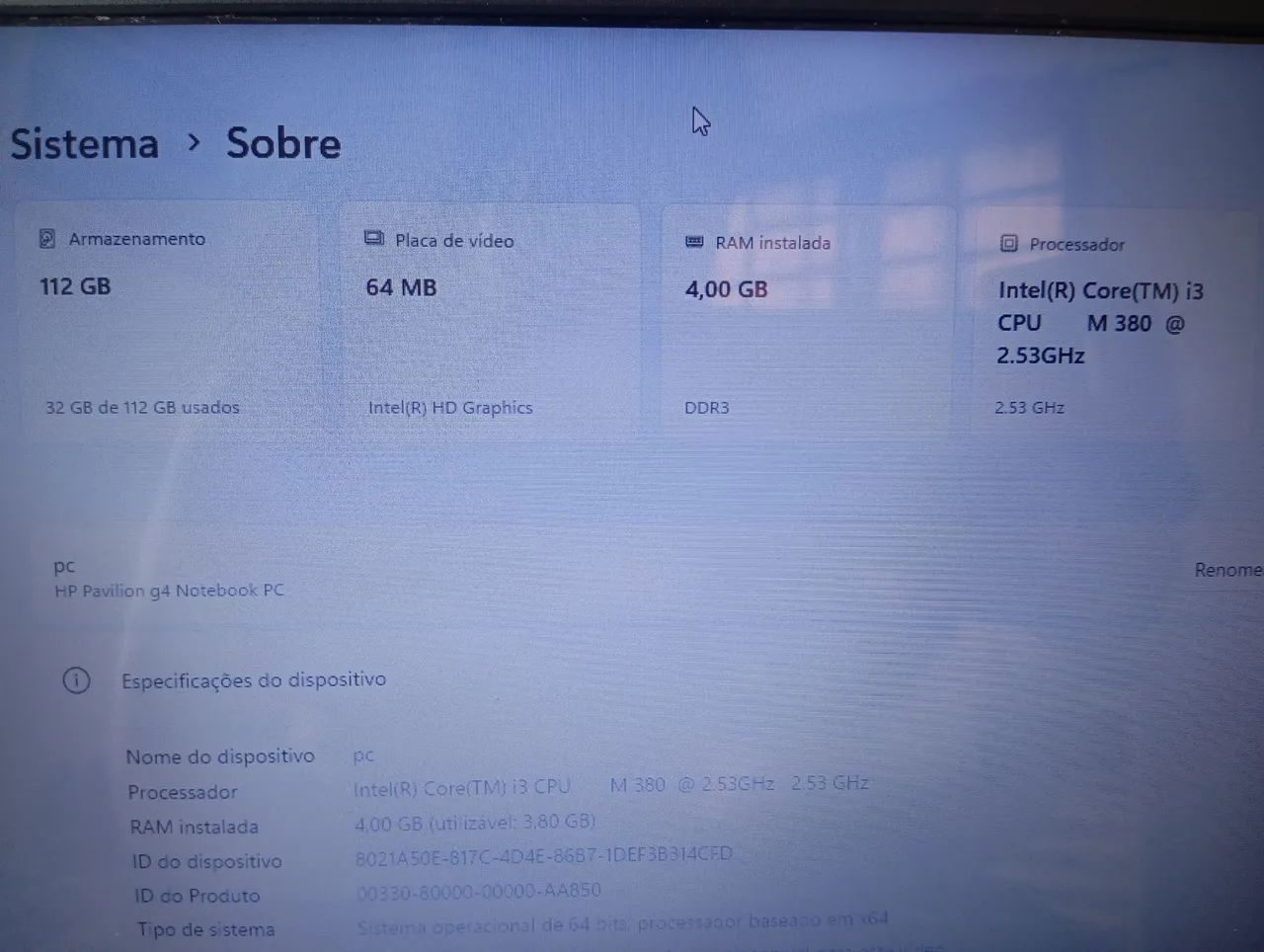 Notebook HP G4