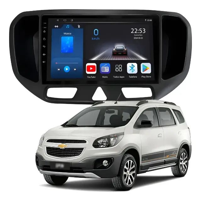 Central Multimídia Android 9 Pol. Carplay e Aandroid Auto p/ Spin 2012 a 2018
