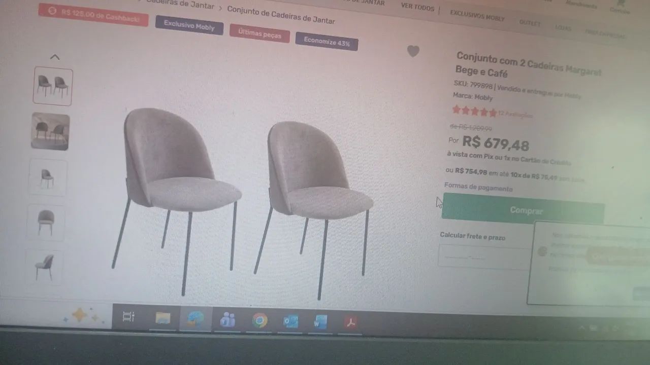 4 cadeiras mobly cafe e bege margaret - Foto 3