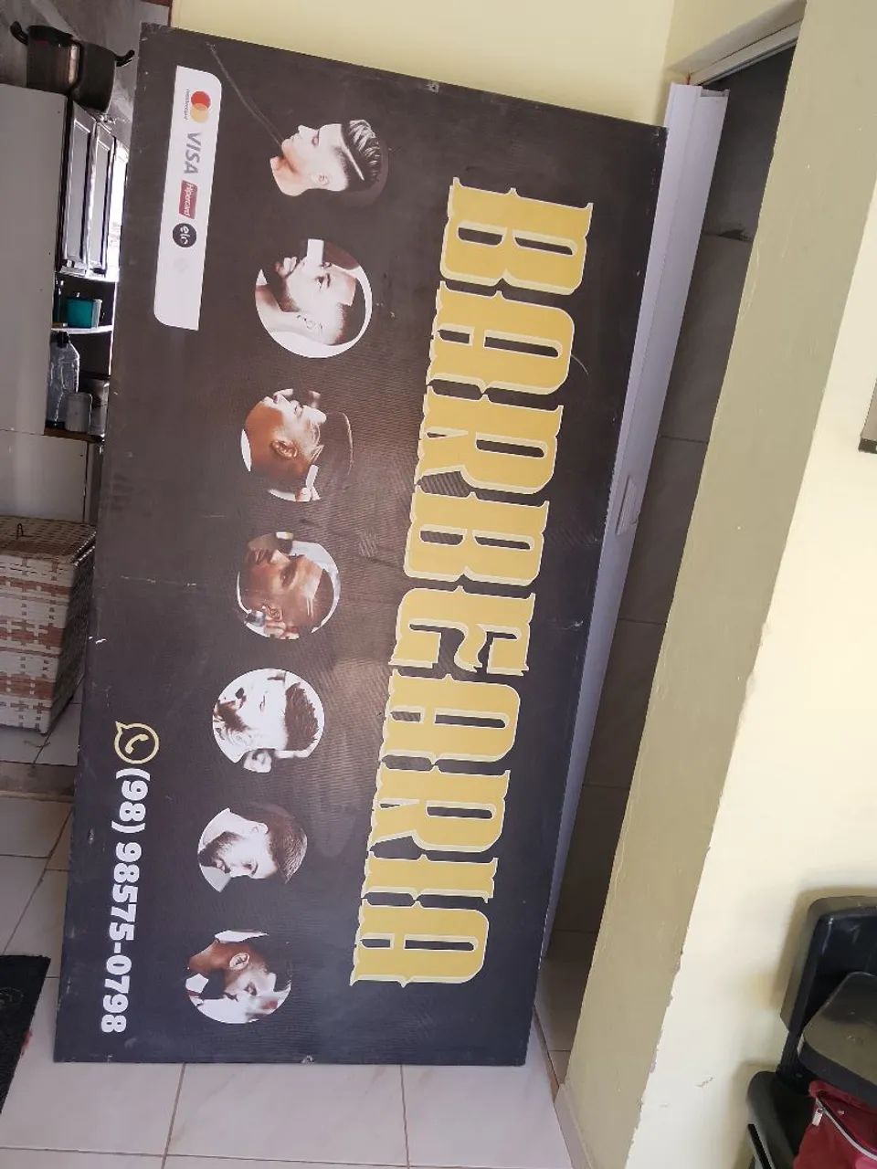 Placa e bandeira barbearia 