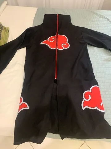 Manto Roupa Akatsuki com Máscar Tobi + 2 colares e Anel Akatsuki (P (1,40 a  1,55))