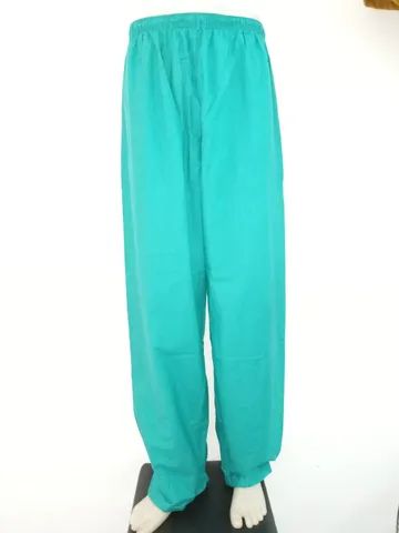 Calça em Cretone Verde com Elástico e Cadarço