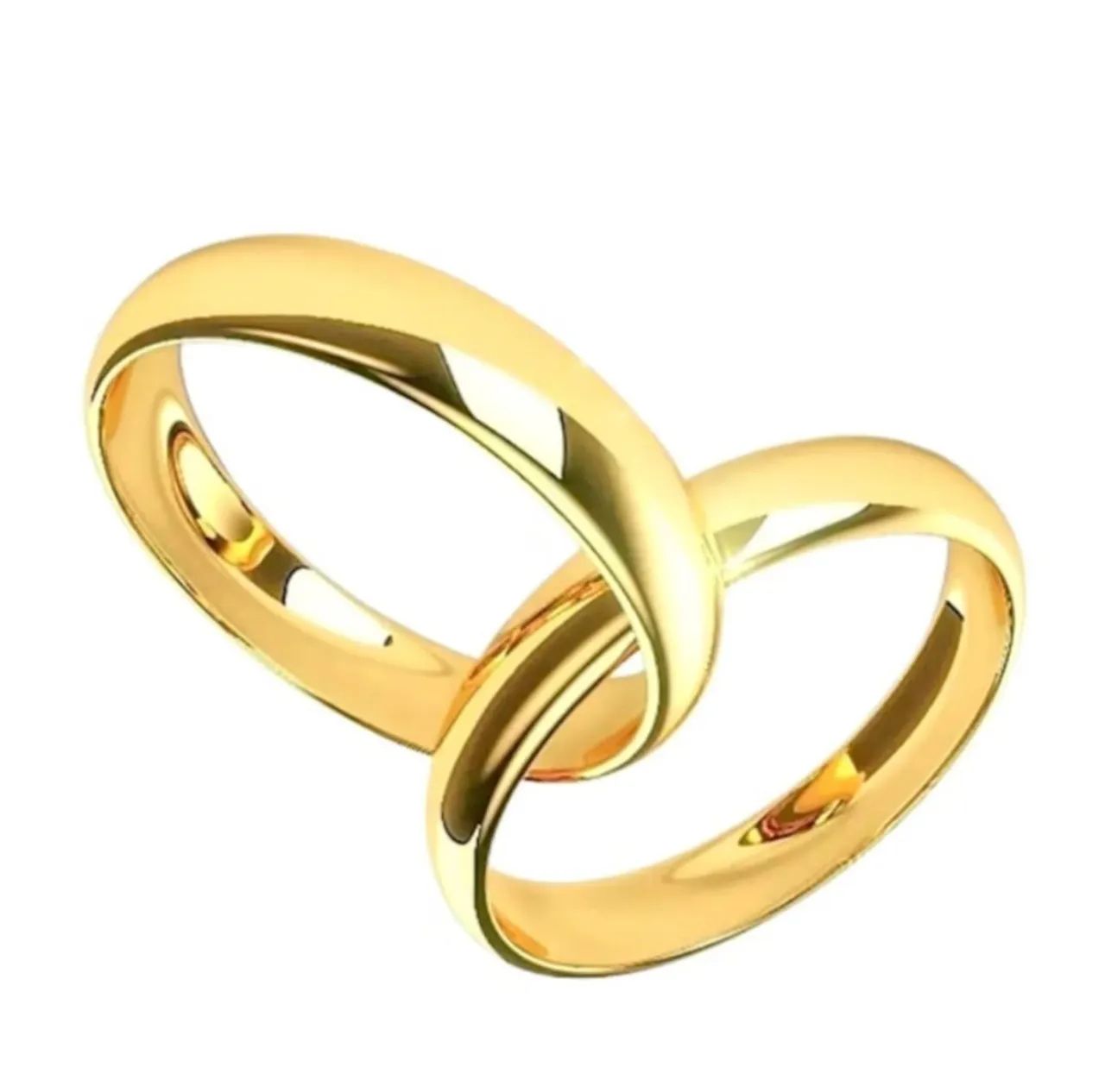 Par de Alianças de Aço Inoxidável, Dourada e Prateada