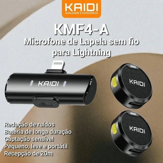 Microfone Duplo Kaidi Kmf4-a Wireless Lightning Para iPhone - Foto 4