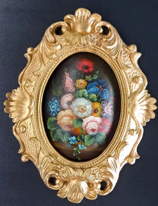 Quadros decorativos com flores, moldura dourada - Estilo vintage - Foto 4