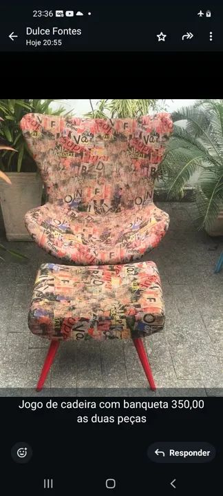 Jogo de cadeira com banqueta