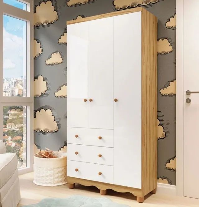Roupeiro Infantil Junior 03 Portas, 100% MDF  - Foto 2