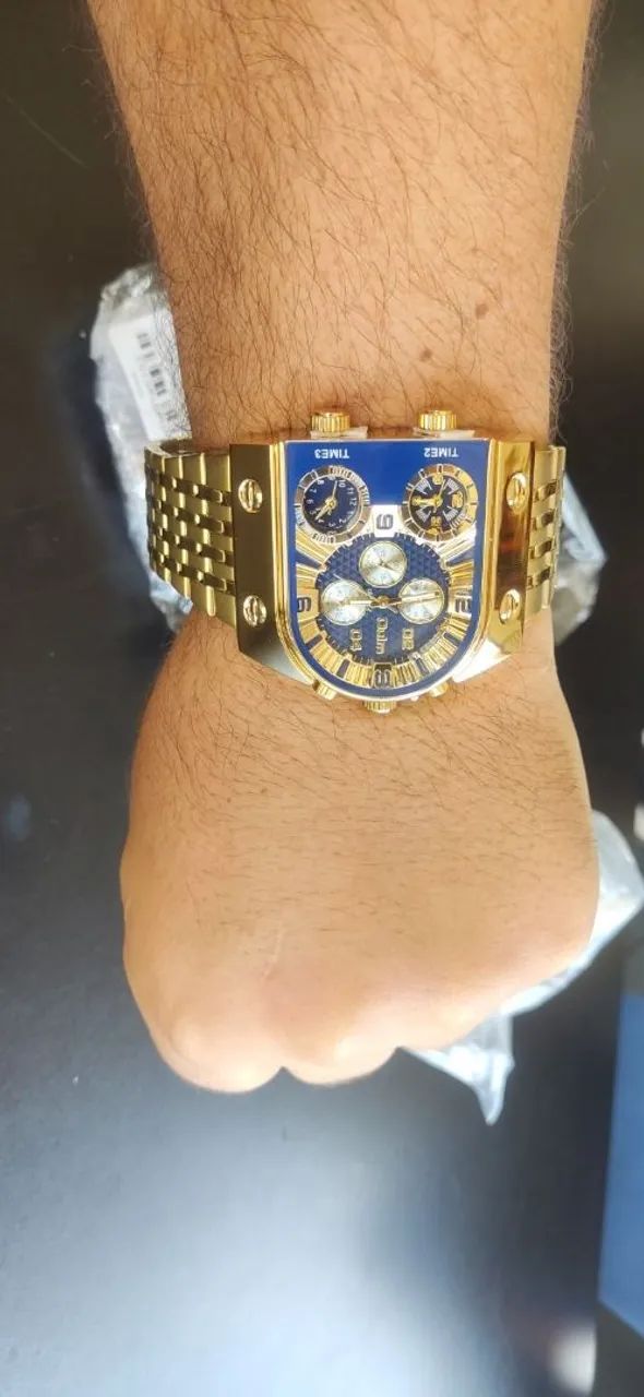Relógio de pulso dourado - Foto 2