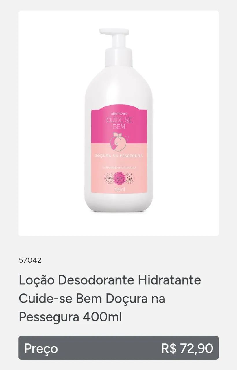 Loção Desodorante Hidratante Cuide-se Bem Doçura na Pessegura