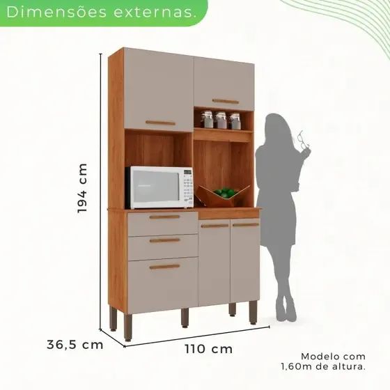 Armário de Cozinha 5 Portas 2 Gavetas DIVIDIMOS EM ATÉ 10X SEM JUROS - Foto 6