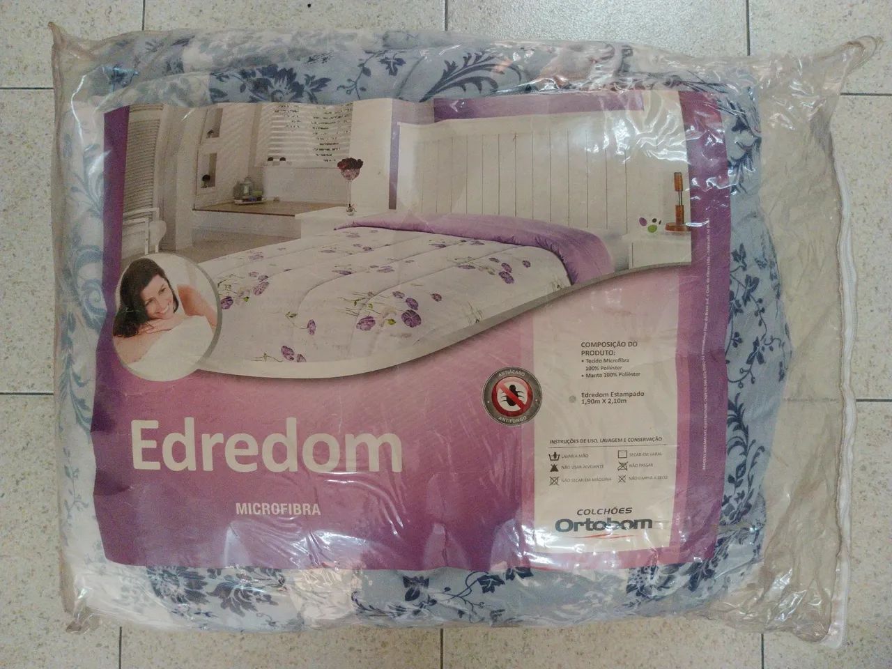 Edredom Microfibra Solteiro Ortobom Estampado Novo