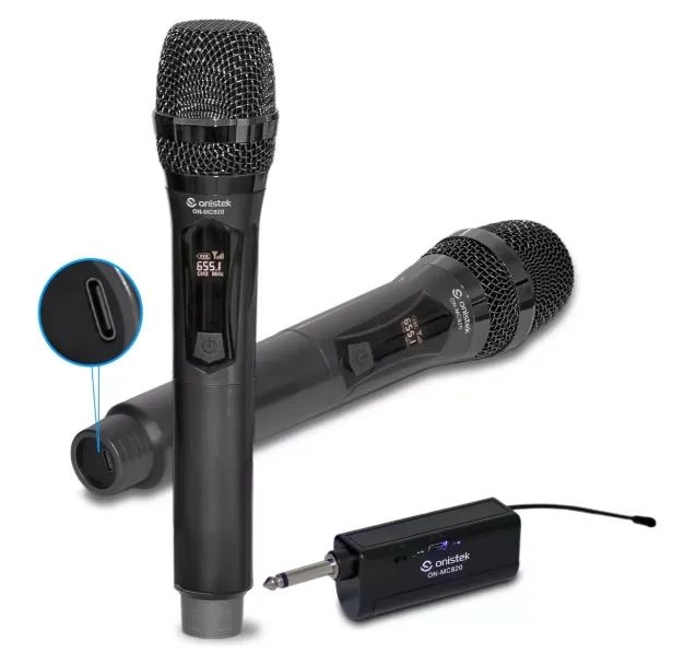 Microfone Sem Fio Duplo Onistek On-MC820 Uhf Dinamico  - Foto 3
