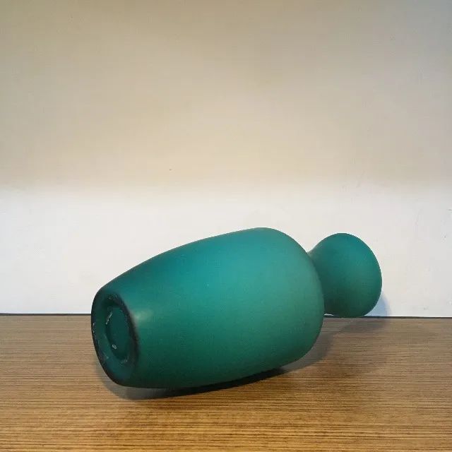 Vaso de vidro fosco/jateado, verde-azulado (turquesa). - Foto 3