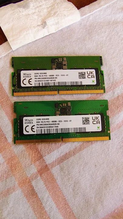 Memória RAM DDR5 Notebook 16GB SK hynix 4800MHz Original Dell G15! Preço do par!