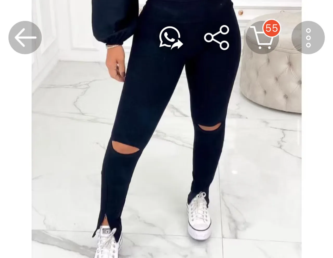 Calça SKinny branca com detalhes nos joelhos