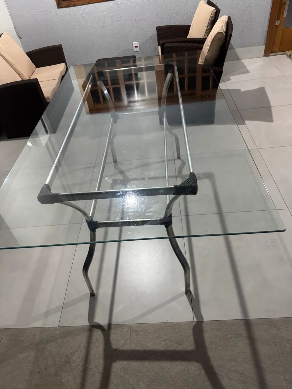 Selling Aluminum Table with Glass Top64739713847683124