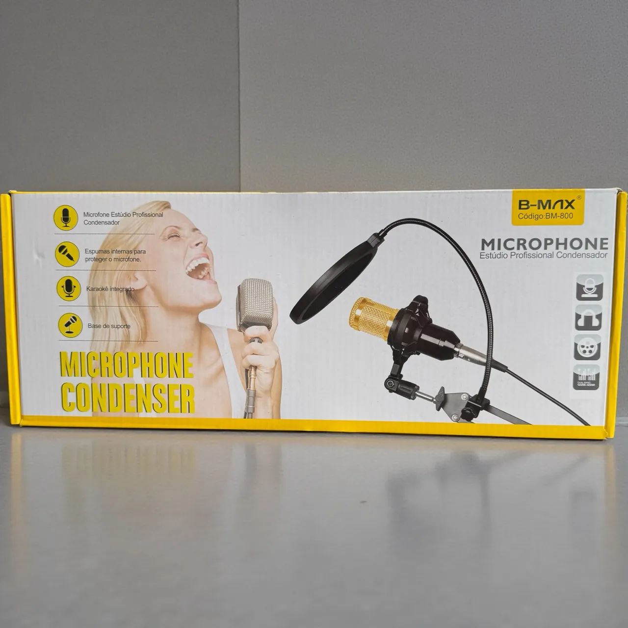 Microfone BM800 condensador com acessórios 