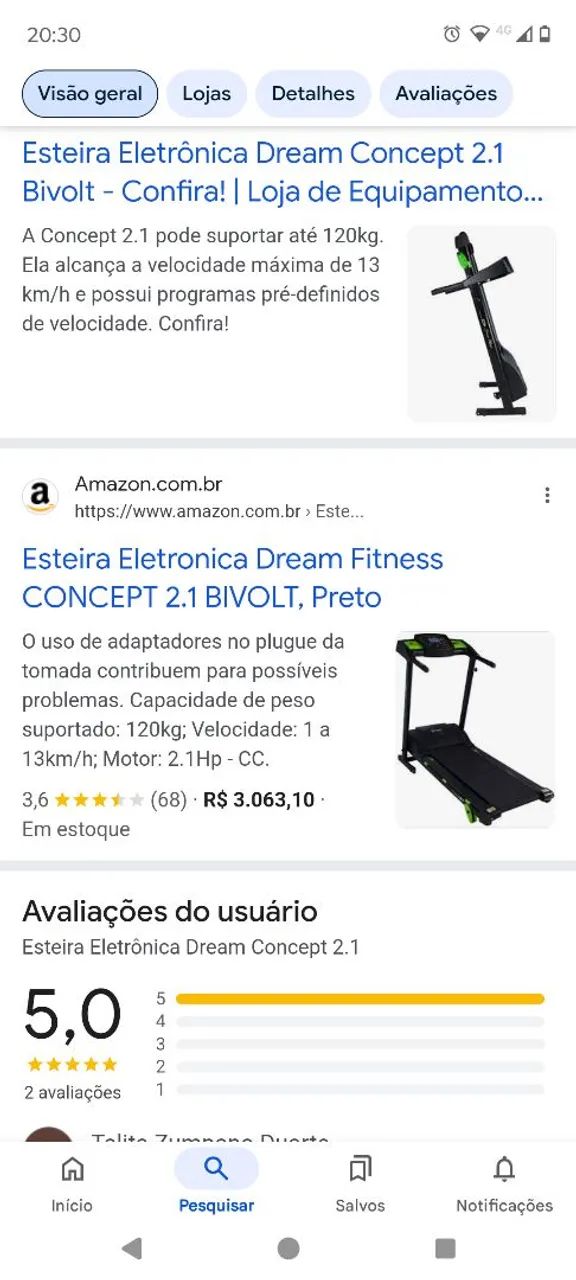 Esteira Profissional Dream Concept 2.1 Bivolt apenas 6 meses de uso impecável  - Foto 6