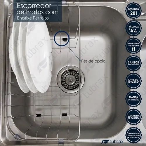 Cuba Dupla Cozinha Gourmet Aço Inox Luxo com Acessórios Tubrax Acetinado - Foto 3