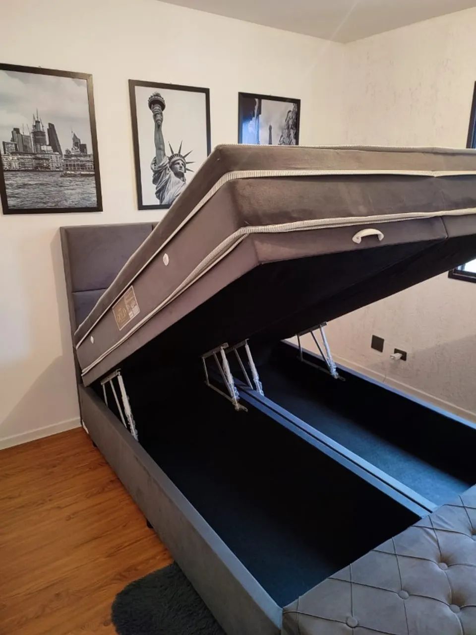 cama box bau e colchao super king  - Foto 4