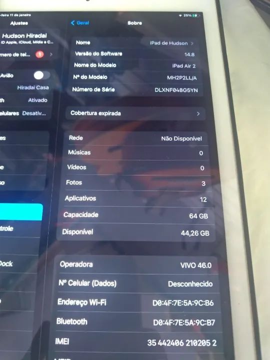 iPad Air 2 - 64gb WiFi + Celular - sem marcas, com caixa e carregador originais - Foto 2