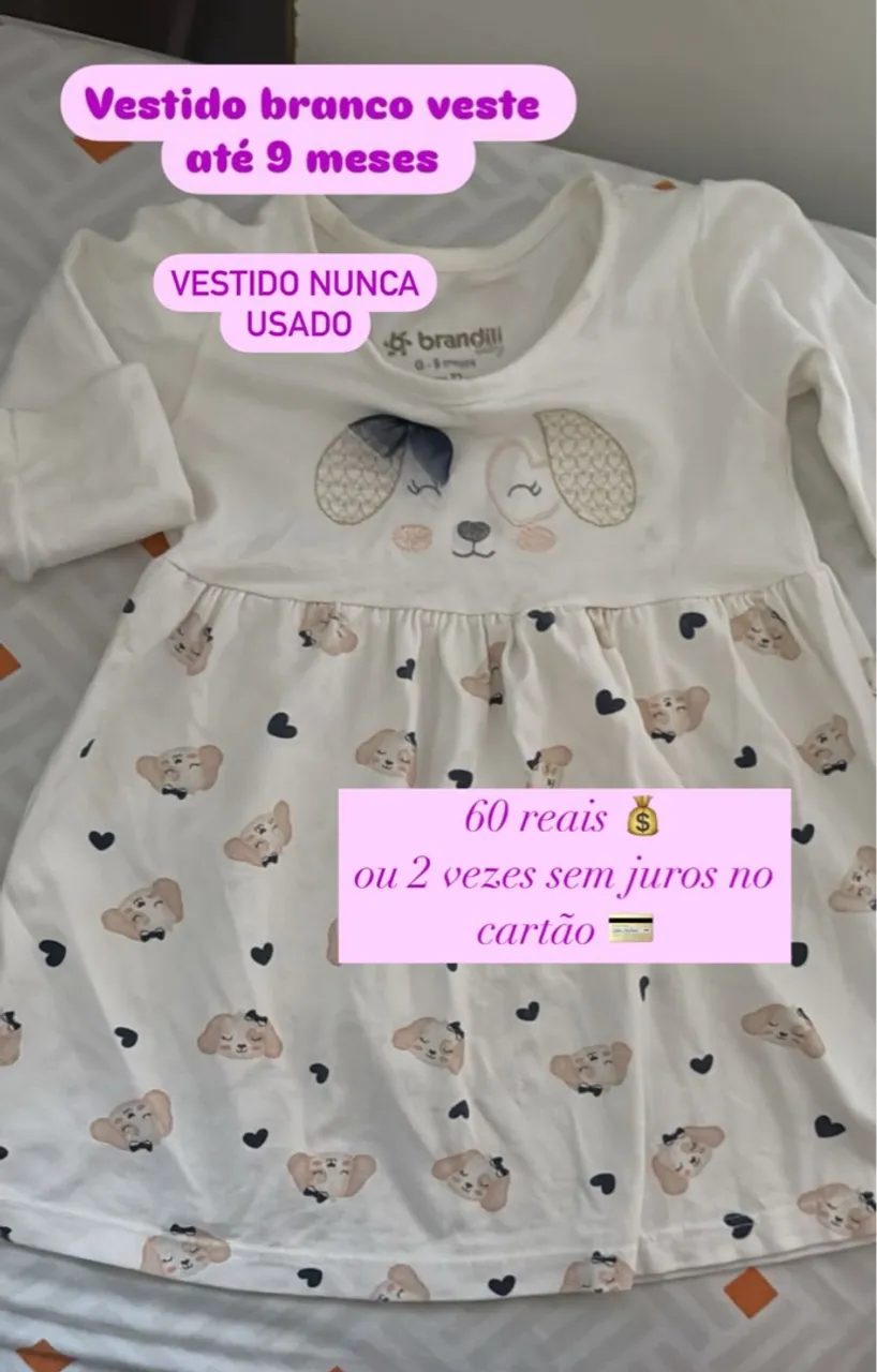 Vestido Branco Infantil - 9 meses