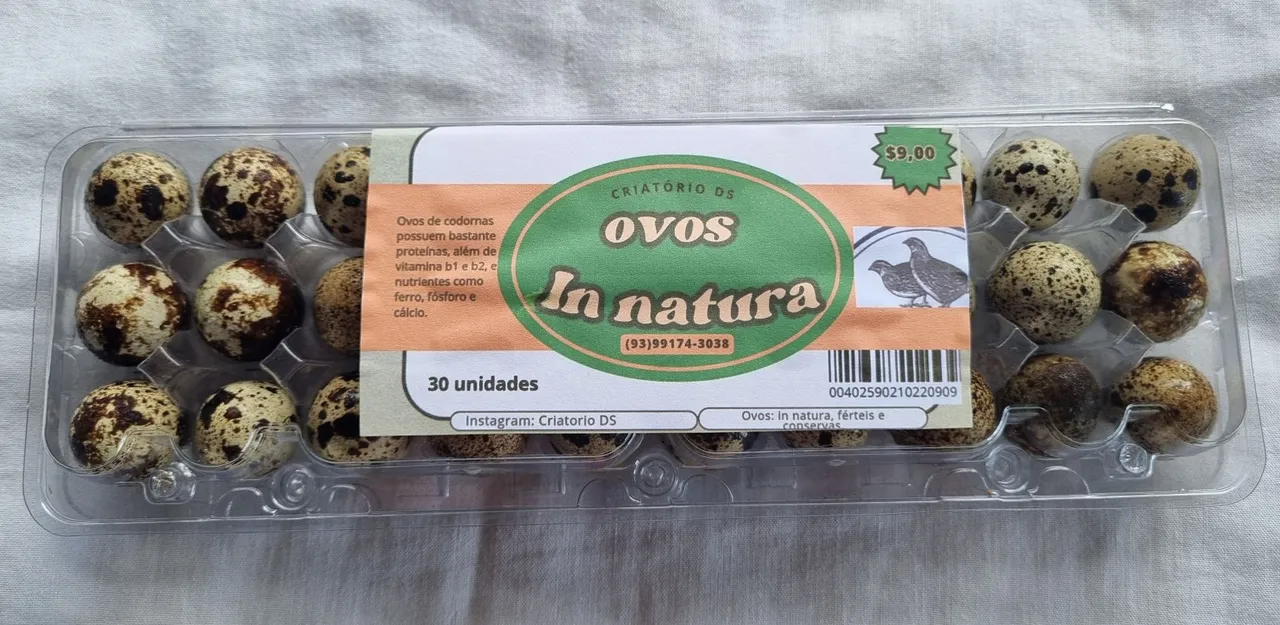 Ovos de codorna In Natura $10,00 30 unidades