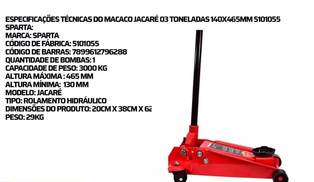 Macaco hidráulico Jacaré de 3 Toneladas - Ideal para Troca de Pneus - Foto 5