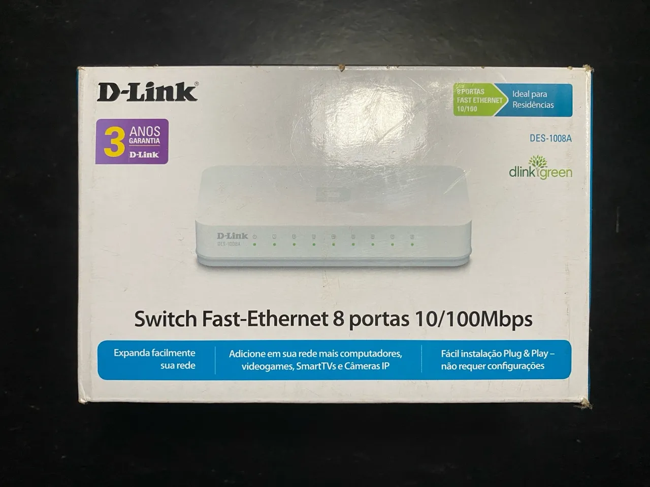 Switch Fast-Ethernet D-Link 8 Portas 10/100Mbps