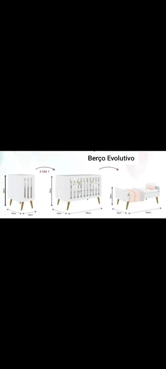 Berço Evolutivo 3 em 1 Branco