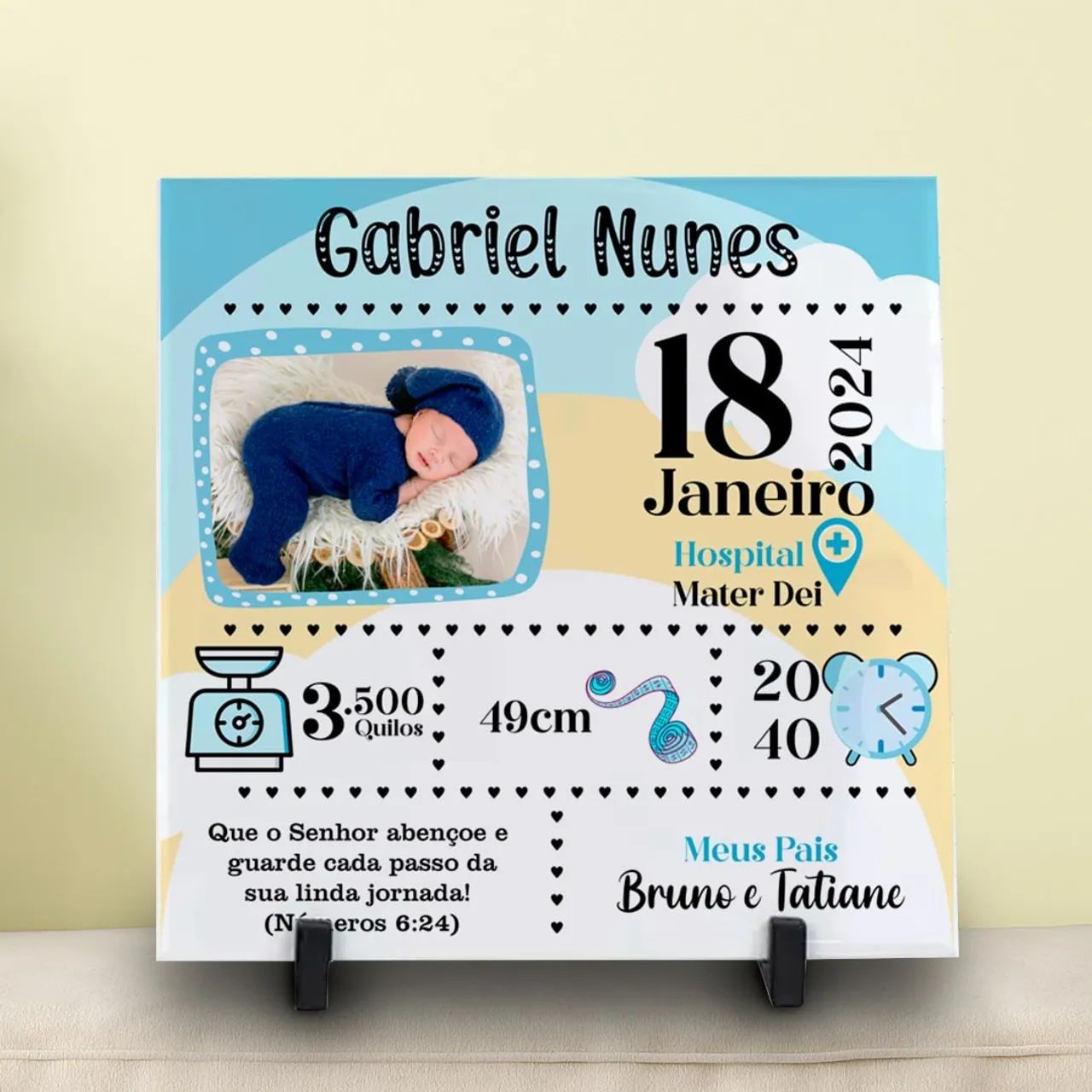 Azulejo 20x20 Lembrancinha Nascimento 64861040551426124