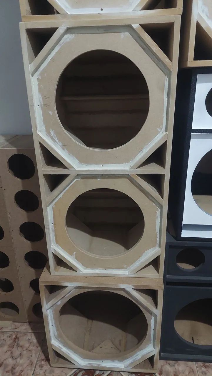 Caixa dupla subwoofer 12", mdf 15mm