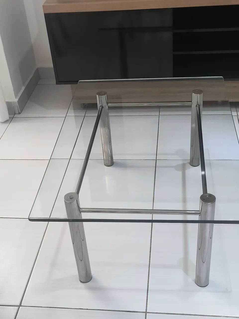 Mesa de vidro com pés de inox  - Foto 2
