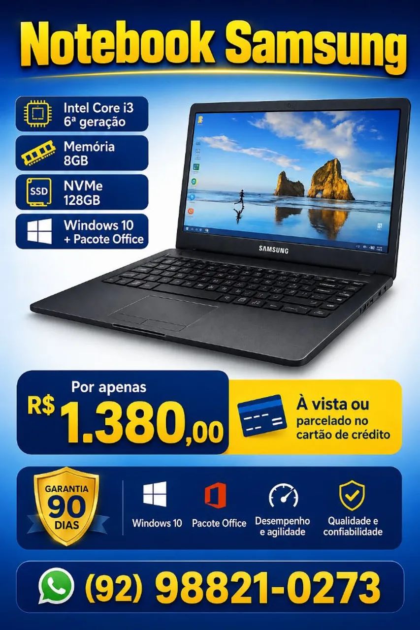NOTEBOOK SAMSUNG - SEMI NOVO COM GARANTIA