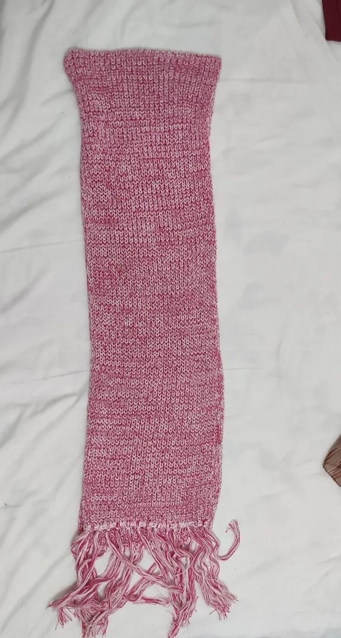 Cachecol Feminino Rosa Mesclado com Franjas - Foto 2