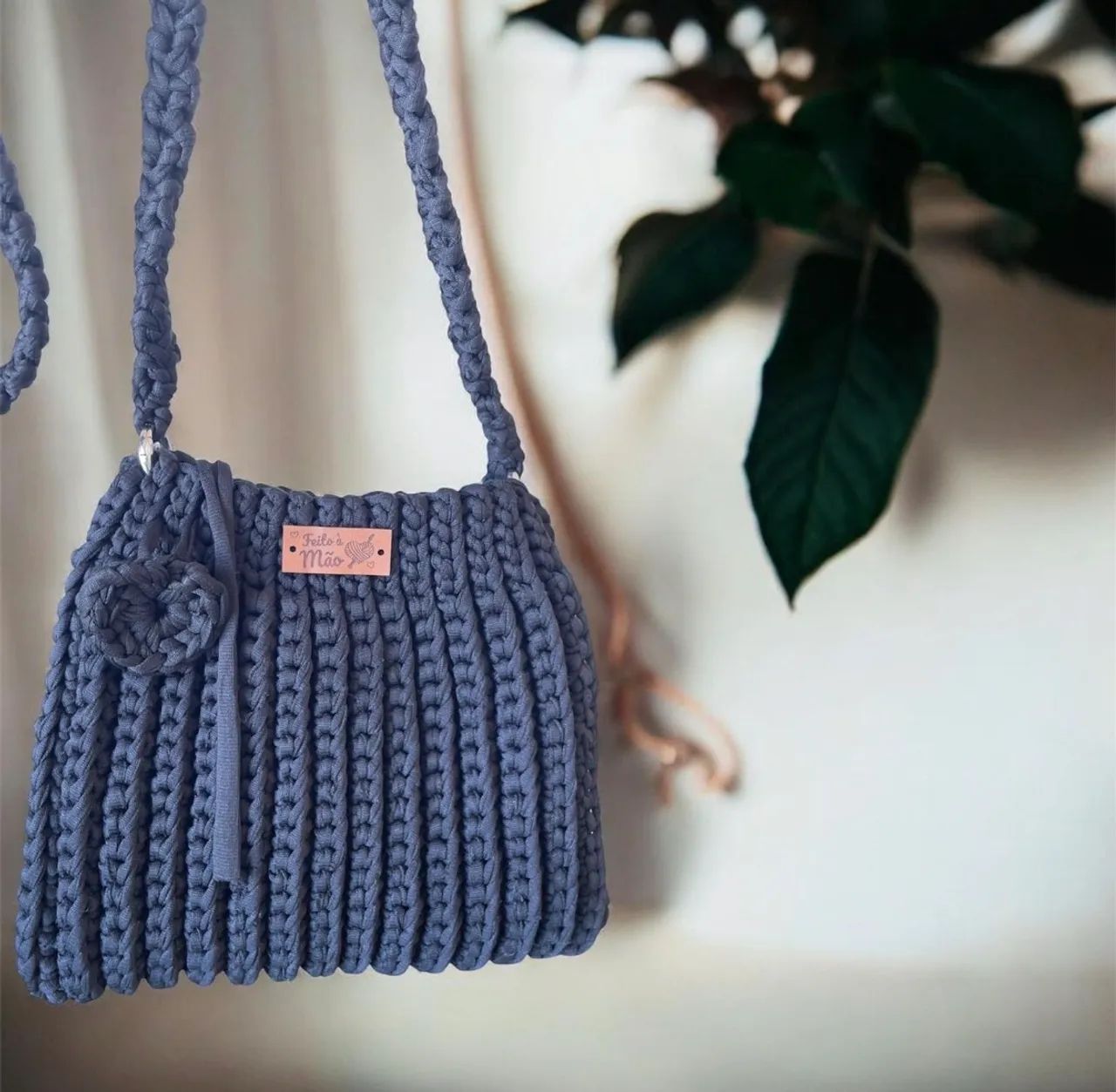 Bolsa de Crochê Feito a Mão Preta