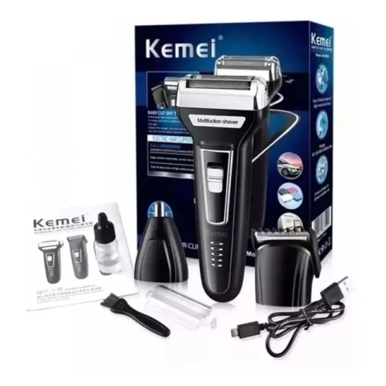 Barbeador Kemei 3 em 1 Elétrico Profissional - Pronta Entrega - Foto 2