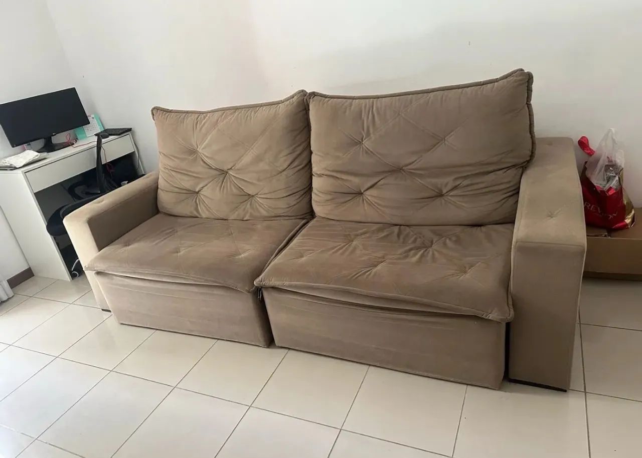 Sofá retrátil e reclinável suede 2,45m - Foto 3