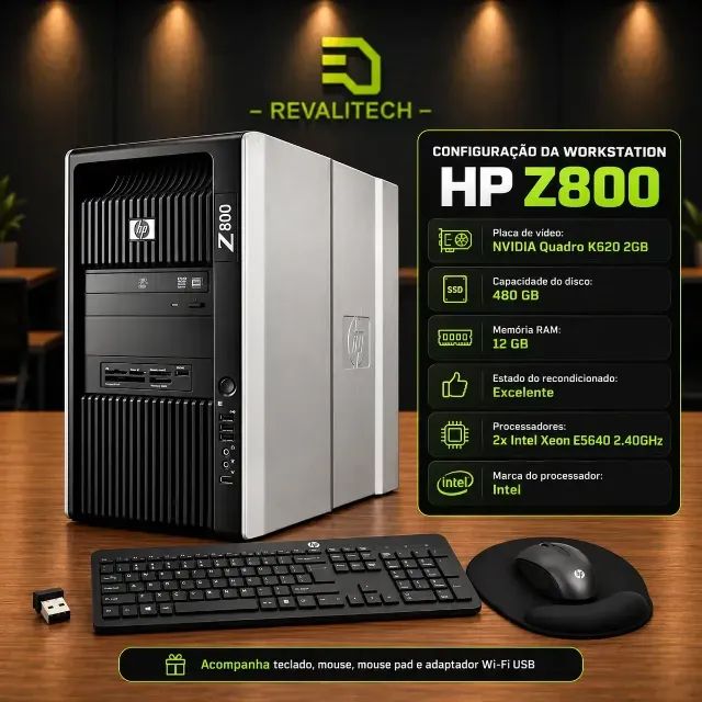 Kit Hp Z800 Workstation 2x Xeon E5640 12gb Ssd 480gb Quadro k620