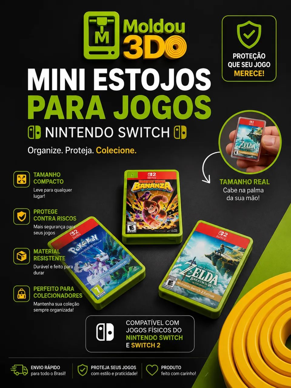 Mini estojo para jogos do Nintendo Switch 