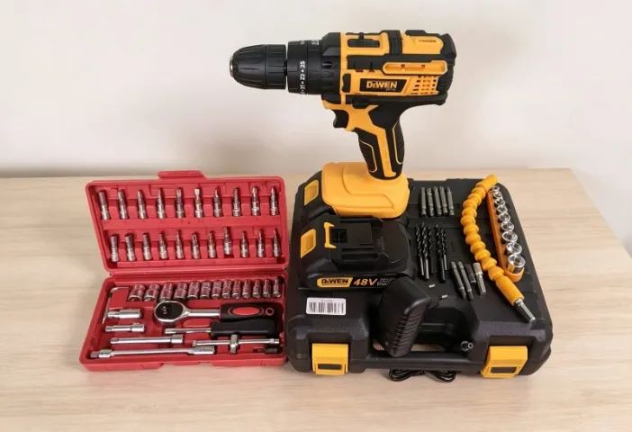 kit Parafusadeira Furadeira 48v Profissional 2 Baterias+Kit Jogo