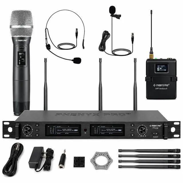 MICROFONE SEM FIO DUPLO PTU-2U PHENYX PRO