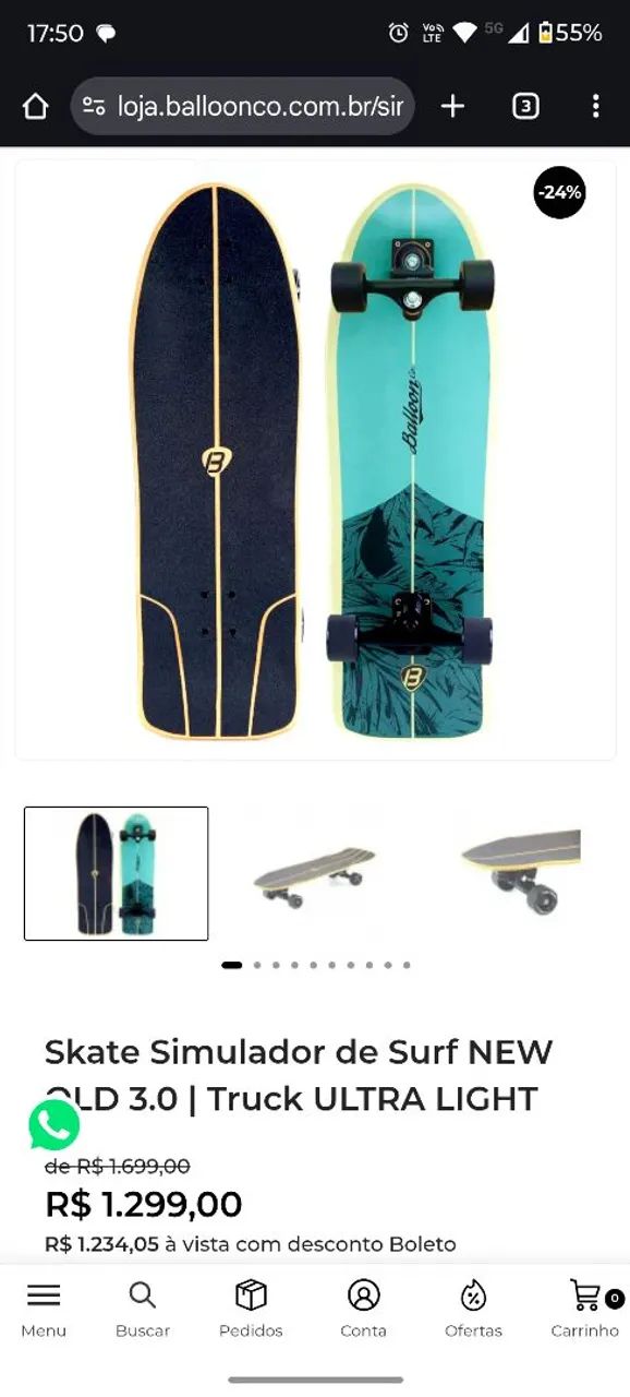 Skate Simulador de Surf NEW OLD 3.0 |<br>Truck ULTRA LIGHT | Da marca<br>BalloonCo - Foto 6