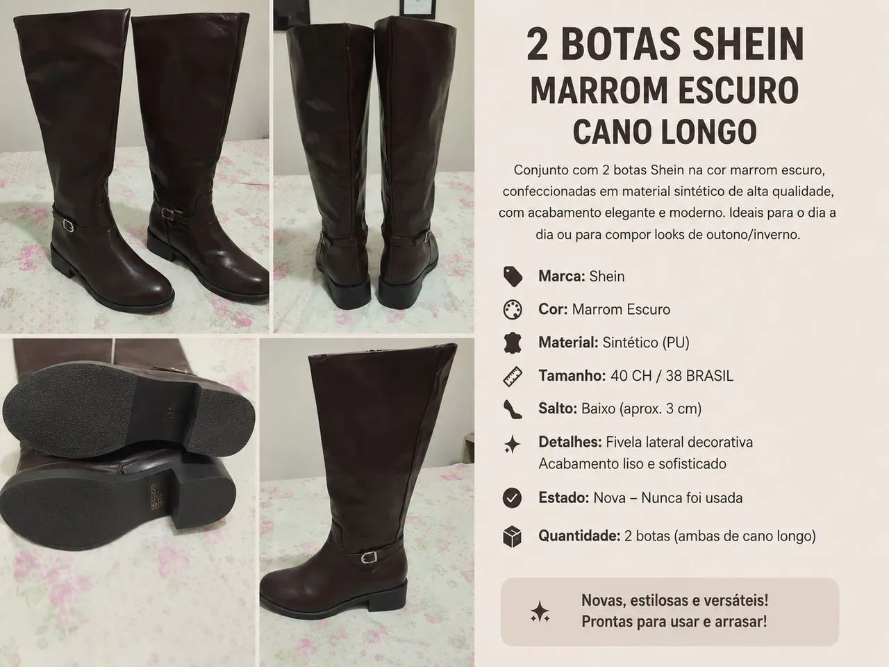 2 Botas da Shein tamanho 38