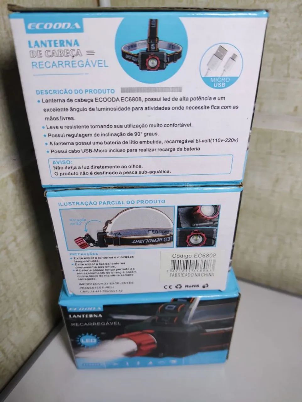 Vendo lanterna de cabeça com LED, modelo Ecooda EC6808 - Foto 4