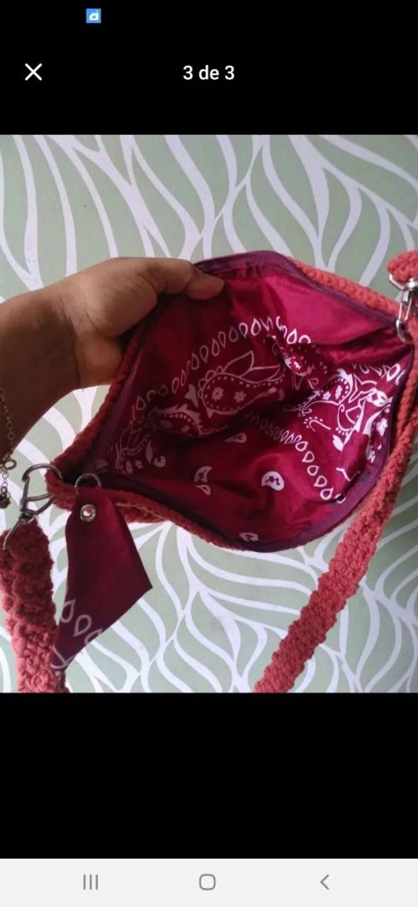 Pochete em croche feito a mao e forrada - Foto 3