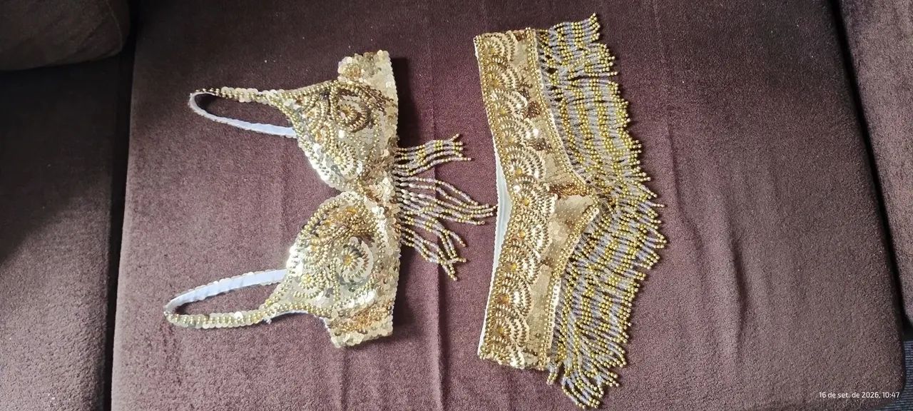 Traje dança do ventre Dourado  - Foto 2