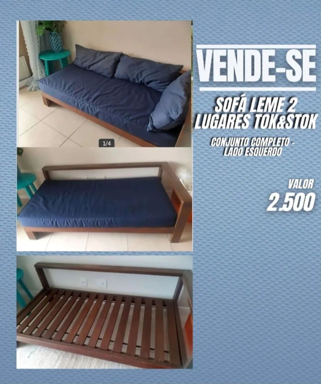 Sofá Leme Tok&Stok para ambiente externo e interno.