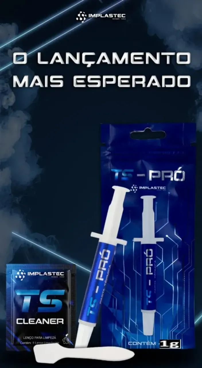 43 Pastas Térmicas Implastec Ts Pro 1g Cinza Com Espátula Para Cpu E Gpu - 43 Unidades - Foto 4